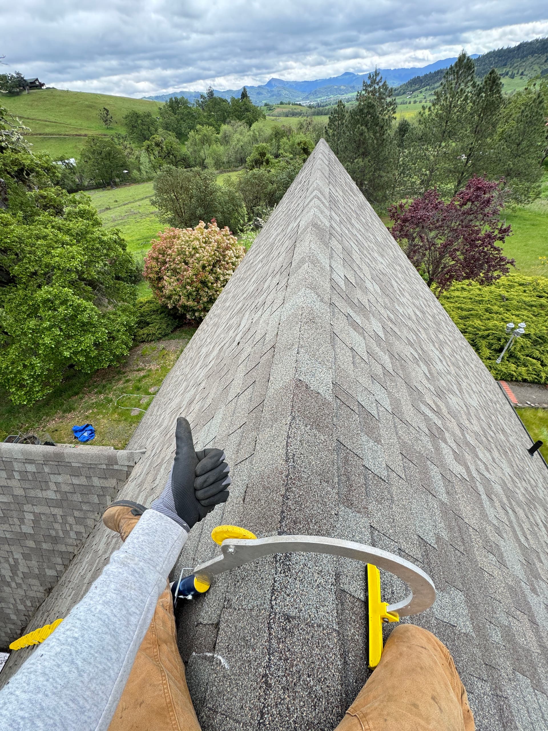 Gallery photos for Steep A-Frame Roof Moss Removal on a 12/12 Pitch: Image #9